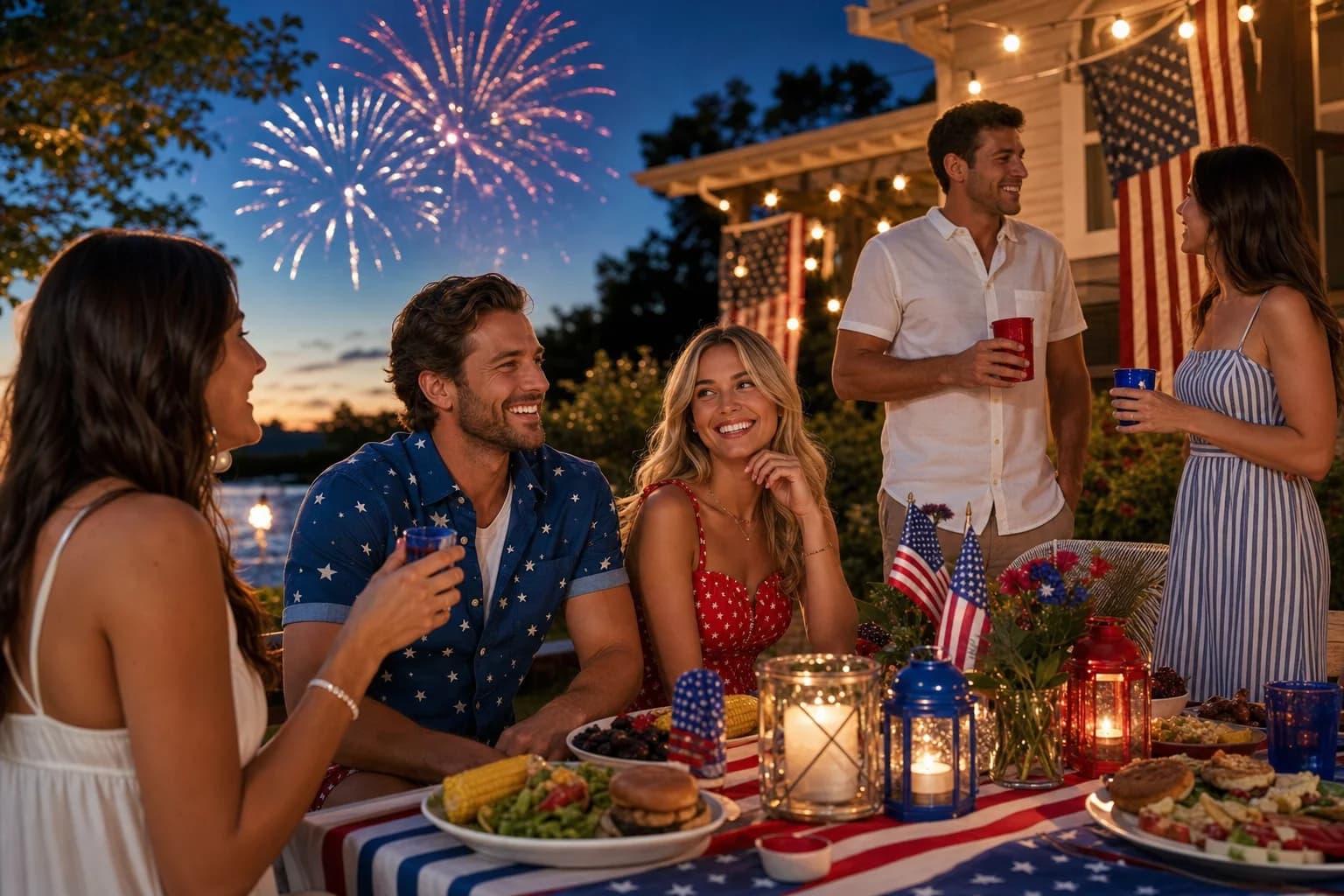 American flag overalls shorts styled for July 4th