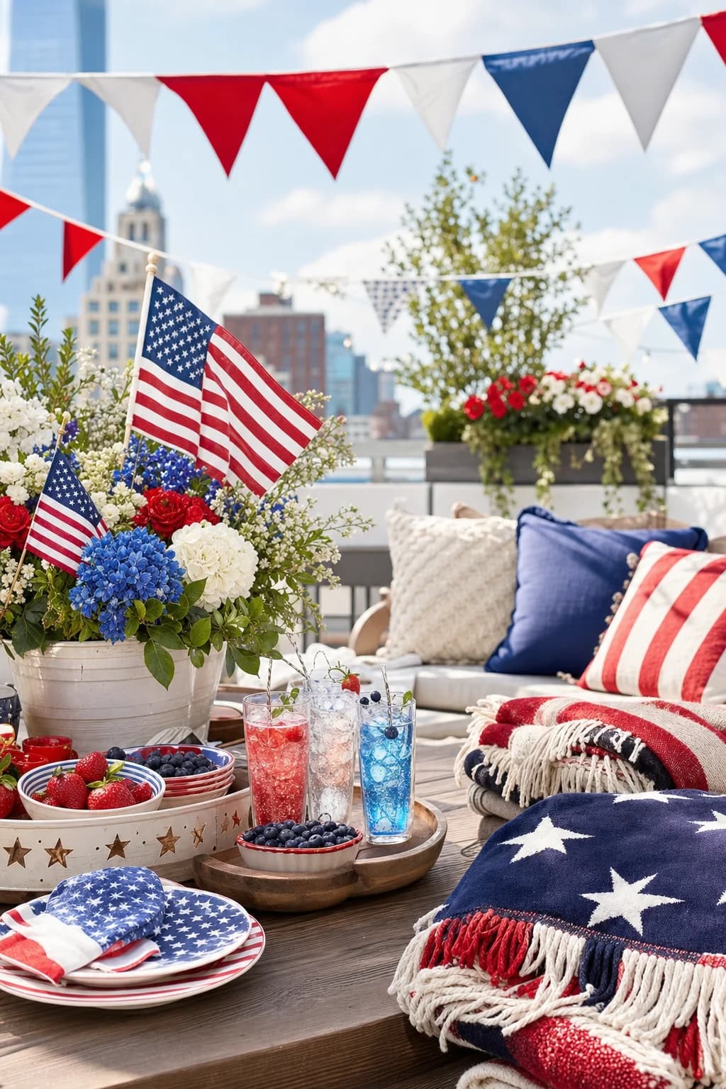 American flag overalls worn for a July 4th celebration